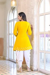 Attractive Yellow Viscose Rayon Kurti With Dhoti Pant For Women-thumb1