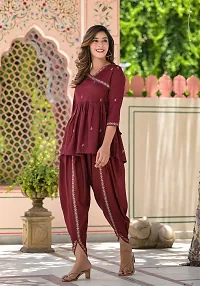 Attractive Purple Viscose Rayon Kurti With Dhoti Pant For Women-thumb3