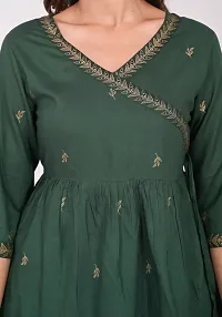 Attractive Green Viscose Rayon Kurti With Dhoti Pant For Women-thumb3