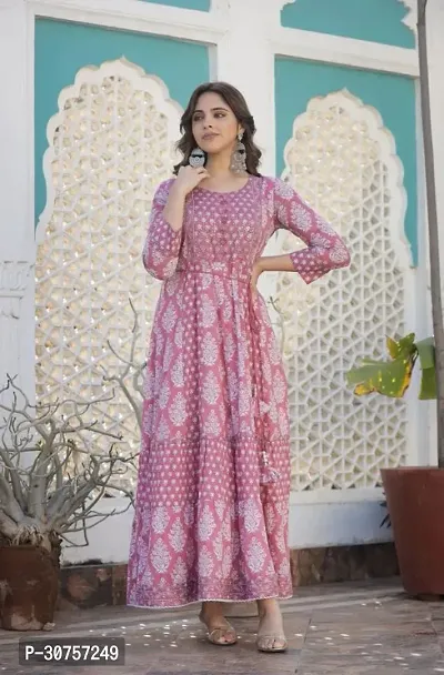 Trendy Pink Georgette Printed Gown  for Women-thumb0