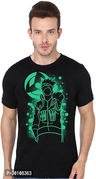 COOQUE Printed Men Round Neck Black TShirt-thumb0