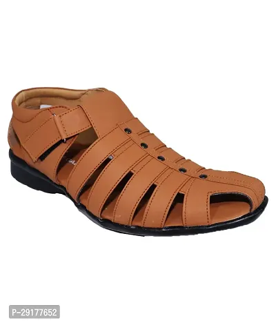 Stylish Tan Solid Synthetic Comfort Sandal for Men-thumb3