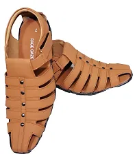 Stylish Tan Solid Synthetic Comfort Sandal for Men-thumb3