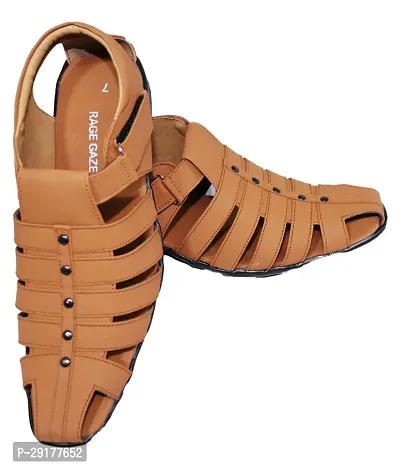 Stylish Tan Solid Synthetic Comfort Sandal for Men-thumb4