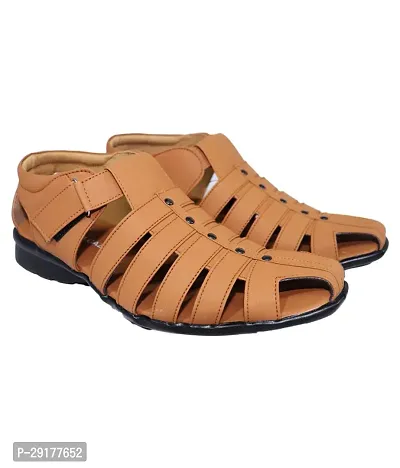 Stylish Tan Solid Synthetic Comfort Sandal for Men-thumb2