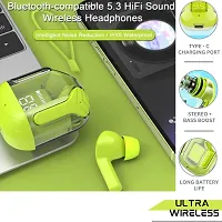 Bluetooth Wireless Ear pod Ultrapod with Display, Transparent Design, 20 Hrs Playtime with Fast Charging, Bluetooth 5.3 (GREEN)-thumb1