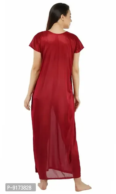 Fancy Satin Solid Nighty For Women-thumb4