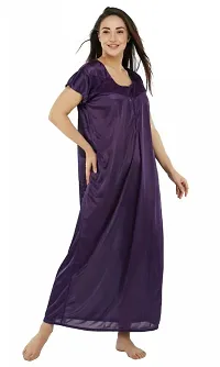 Fancy Satin Solid Nighty For Women-thumb1