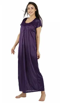 Fancy Satin Solid Nighty For Women-thumb2