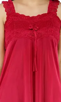 Fancy Sleeveless Satin Solid Nighty For Women-thumb2