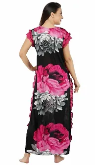 Fancy Satin Floral Nighty For Women-thumb1