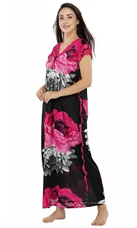 Fancy Satin Floral Nighty For Women-thumb3