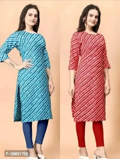 Stylish Multicoloured Crepe Kurta For Women Pack Of 2-thumb0