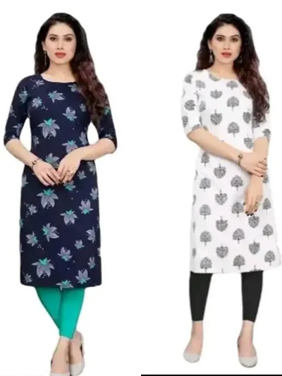 Stylish Women Heavy Crepe A-Line Kurta Pack of 2