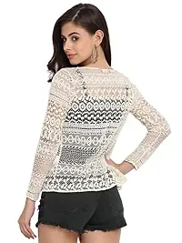 UnaOne Cotton Beige Full Sleeve Shrug for Women-thumb3