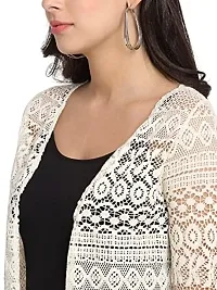 UnaOne Cotton Beige Full Sleeve Shrug for Women-thumb2