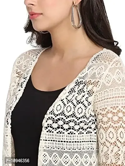 UnaOne Cotton Beige Full Sleeve Shrug for Women-thumb3