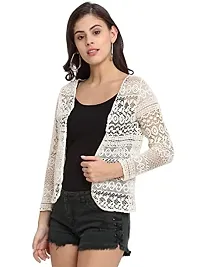 UnaOne Cotton Beige Full Sleeve Shrug for Women-thumb1