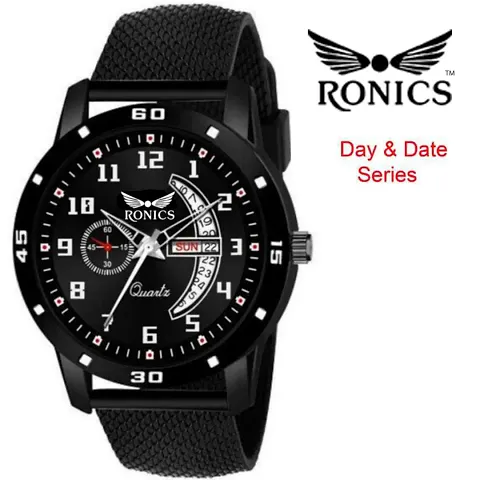 Ronics Outstanding Explorer Dial PU Strap Day Date Premium Quality Watch