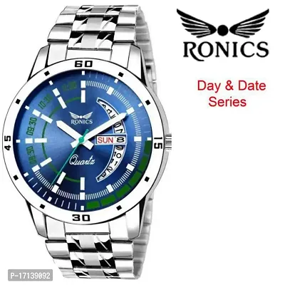 Ronics BLUE DIAL AND SILVER STRAP DAY  DATE FUNCTIONING WATCH FOR BOYS Analog Watch - For Men-thumb0