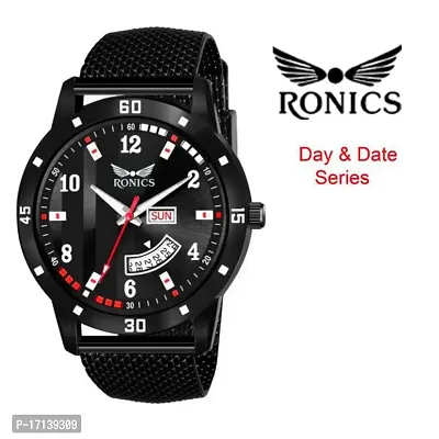 Ronics BLACK DIAL DAY  DATE FUNCTIONING WATCH Analog Watch - For Men-thumb0