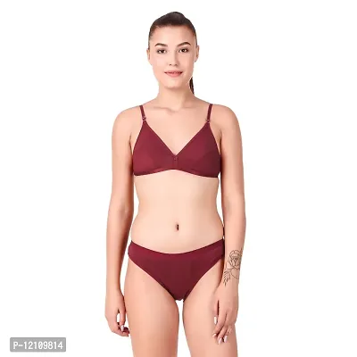 Stylish Maroon Bra  Panty Set For Women-thumb0