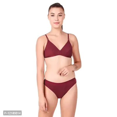 Stylish Maroon Bra  Panty Set For Women-thumb2