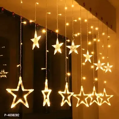 Woogor Star Curtain LED Lights for Decoration, Diwali, Christma,s Wedding - 2.5 Meter (1 Curtain) Diwali Lights, Decorative Lights,Christmas Lights,Festive Lights,led Lights (6+6 Stars).-thumb0