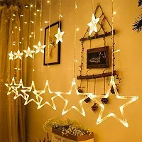 Woogor Star Curtain LED Lights for Decoration, Diwali, Christma,s Wedding - 2.5 Meter (1 Curtain) Diwali Lights, Decorative Lights,Christmas Lights,Festive Lights,led Lights (6+6 Stars).-thumb1