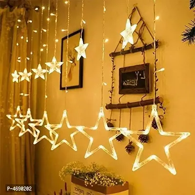 Woogor Star Curtain LED Lights for Decoration, Diwali, Christma,s Wedding - 2.5 Meter (1 Curtain) Diwali Lights, Decorative Lights,Christmas Lights,Festive Lights,led Lights (6+6 Stars).-thumb2