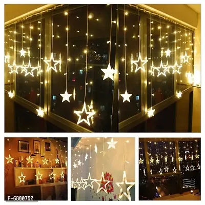 12 Stars 138 LED Curtain String Lights Window Curtain Lights with 8 Flashing Modes Decoration for Christmas, Wedding, Party, Home, Patio Lawn-thumb3