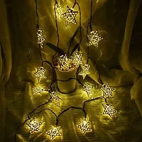 NSCC 14 LED Small Star Shape Golden Metal String Light Plug-in Mode with Rice Metal Fairy Lights for Home Decorati-thumb2