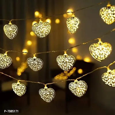 NSCC Metal Heart LED Light 14 Lamps, String Lights Outdoor or Indoor, Warm White-thumb2