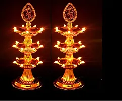 NSCC Electric Pooja Diya Light LED Lamp Deepak 3 Layers for Diwali Festival,Plastic (Golden, Pack of 1)-thumb2