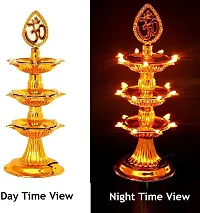 NSCC Electric Pooja Diya Light LED Lamp Deepak 3 Layers for Diwali Festival,Plastic (Golden, Pack of 1)-thumb3