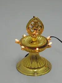 NSCC Electric Pooja Diya Light LED Lamp Deepak 1 Layer for Diwali Festival,Plastic (Golden, Pack of 1)-thumb1