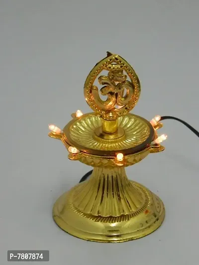 NSCC Electric Pooja Diya Light LED Lamp Deepak 1 Layer for Diwali Festival,Plastic (Golden, Pack of 1)-thumb2