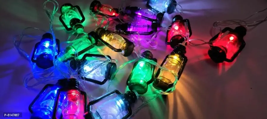 16 LED Black Lantern String Light 4 MTS Mini Lamp (Multi Color) for Indoor Outdoor Garden Home Diwali Ramadan Wedding Christmas New Year Decorati