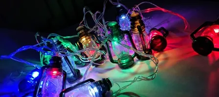 16 LED Black Lantern String Light 4 MTS Mini Lamp (Multi Color) for Indoor Outdoor Garden Home Diwali Ramadan Wedding Christmas New Year Decorati-thumb1