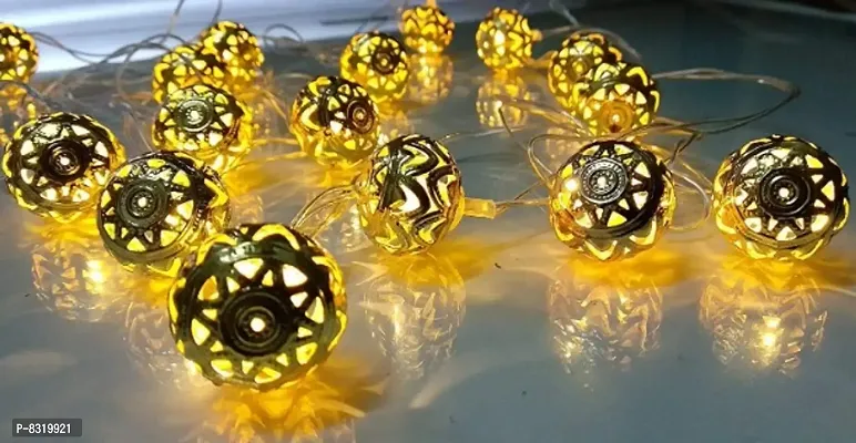 Golden Metal Heart Ball String Lights for Indoor Outdoor Decorati)