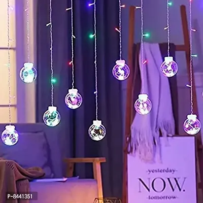 Ball Curtains String Window Curtain Lights 12 Ball 114 LED, 8 Mode, 3 Meter for Indoor Outdoor Decorati