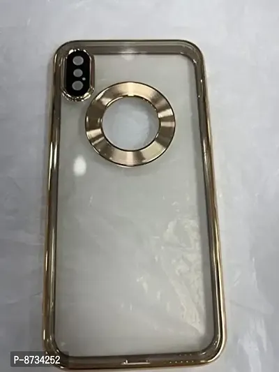 NSCC Soft TPU Electroplating Logo Showing Back Phone Case Cover Compatible For iPhone X/XS - Transparent, Gold-thumb0