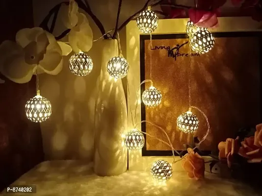 14 Led Golden Metal Ball String Lights for Indoor Outdoor Decoration-thumb0