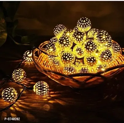 14 Led Golden Metal Ball String Lights for Indoor Outdoor Decoration-thumb2