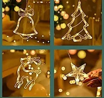 Christmas Curtain Fairy Lights, 138 LED Stars Curtain String Lights with Christmas Tree Reindeer Bell 8 Flash Modes Plug in Indoor Outdoor Decorati-thumb2