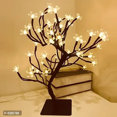 18 Inch Cherry Blossom Bonsai Tree, 48 LED Lights, Metal Base, Warm White Lights, Adjustable Branches for Room Decoration and Gift Ideal as Night Lights, Home Gift Idea