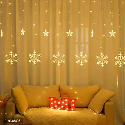 Christmas Snowflake LED Curtain Lights for Christmas, Diwali, Wedding, Window, Festive, 2.5 m, (6+6 , Pack of 1) Warm White Light, Diwali Lights , Lights for Diwali-thumb2