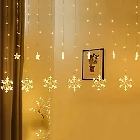 Christmas Snowflake LED Curtain Lights for Christmas, Diwali, Wedding, Window, Festive, 2.5 m, (6+6 , Pack of 1) Warm White Light, Diwali Lights , Lights for Diwali-thumb2