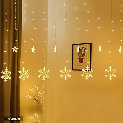 Christmas Snowflake LED Curtain Lights for Christmas, Diwali, Wedding, Window, Festive, 2.5 m, (6+6 , Pack of 1) Warm White Light, Diwali Lights , Lights for Diwali-thumb3