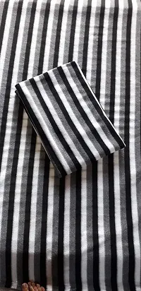 Light Weight Black and White Stripe Fleece Blanket(Pack of 1 Pc) Single Bed, Bedsheet for All Seasons Super Soft Plush and Luxurious AC Blanket Warm and Cozy-thumb1